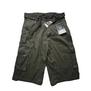 Marx & Dutch Men's Cargo Shorts 32‎ Dark Olive Green w/ Belt NWT